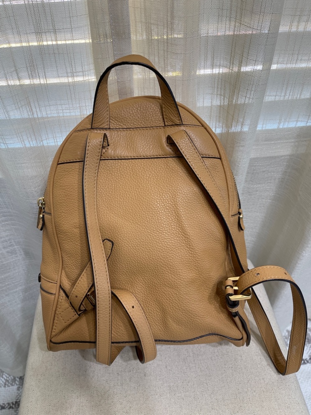 Like New Michael Kors Camel Pebbled Leather Backpack - Picture 5 of 5